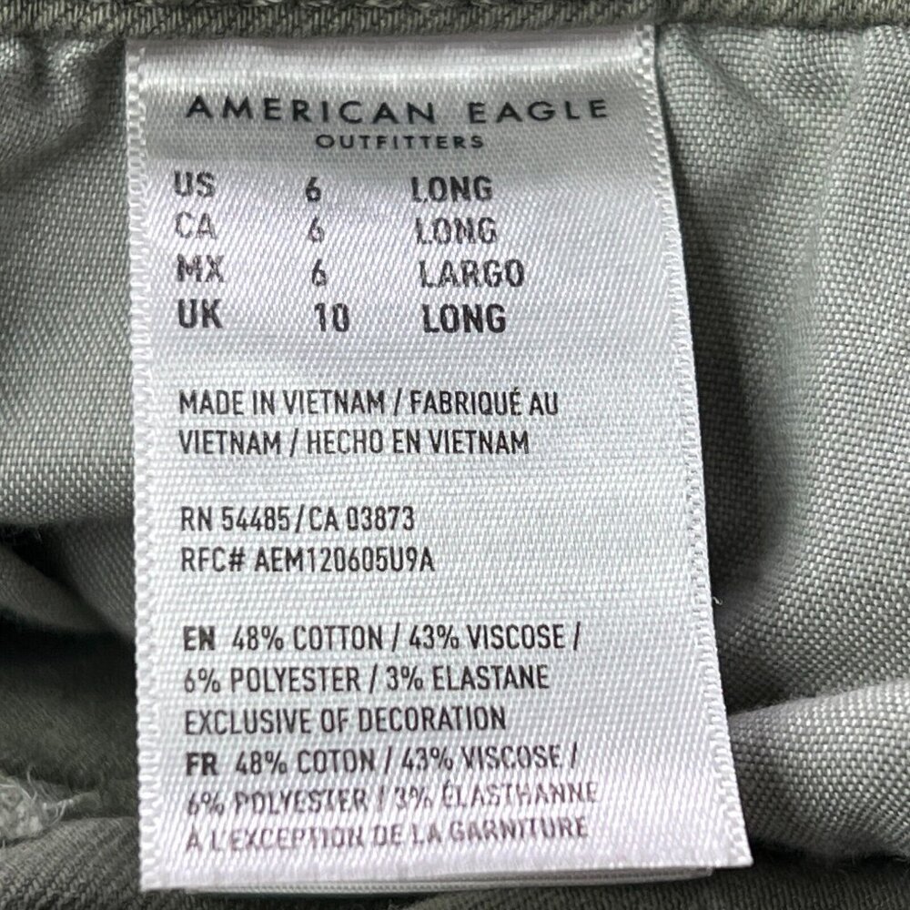 American Eagle Jegging Jeans Womens 6 Long Olive Drab Green Super Stretch Denim - Picture 7 of 11